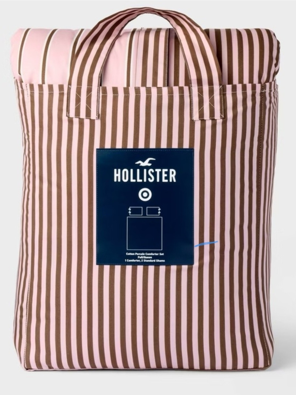 Target & Hollister Pink and Brown Striped Conforter And Shams